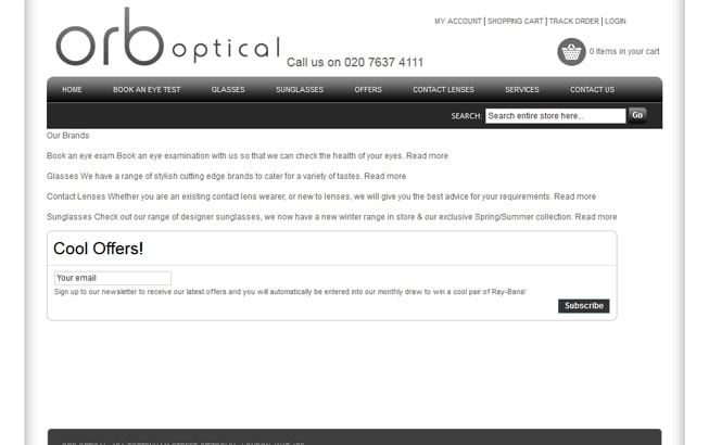Magento Website - Orb Optical