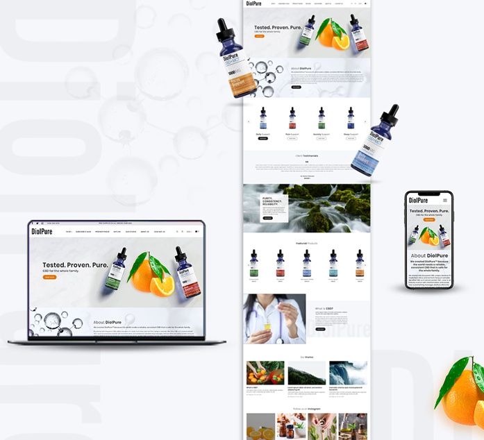 Desktop and mobile views of the rebuilt Shopify store